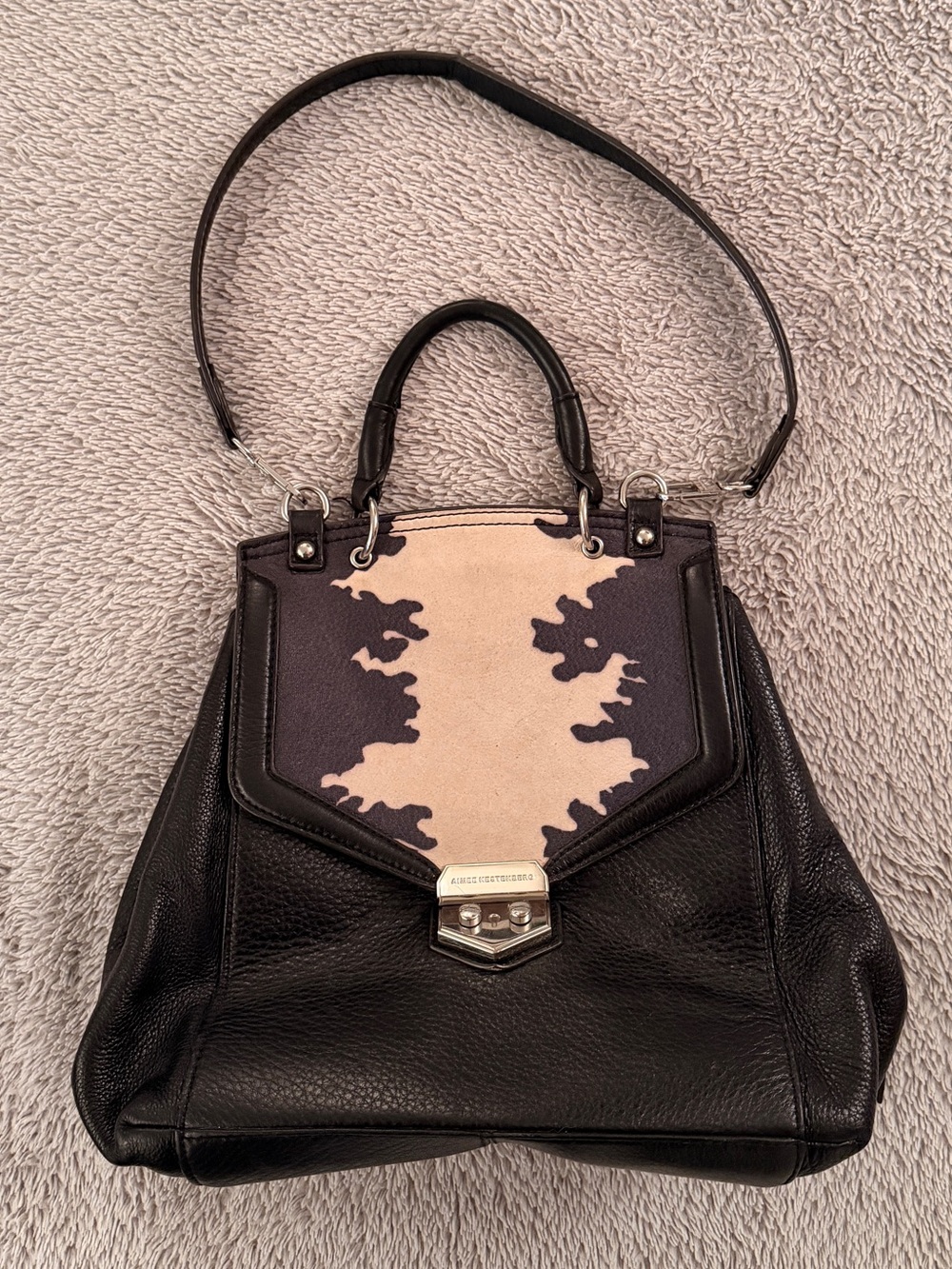Aimee Kestenberg Black Leather Handbag with silver Hardware